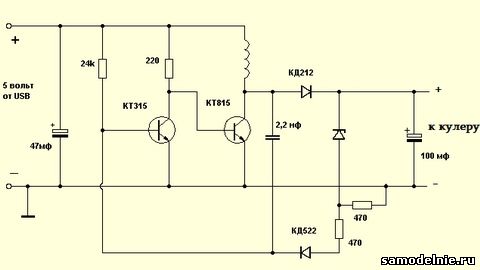 простая и надежная схема преобразователя на двух транзисторах